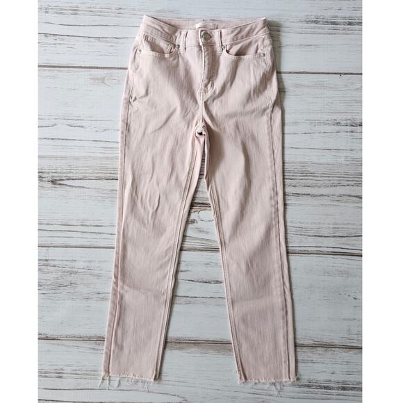 LC Lauren Conrad  High Rise Skinny Ankle Pink Jeans with frayed hem sz 6 - Picture 1 of 6
